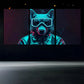 3pcs Husky Wearing Glass Dark Blue Theme Metal Print Ready to Hang Art