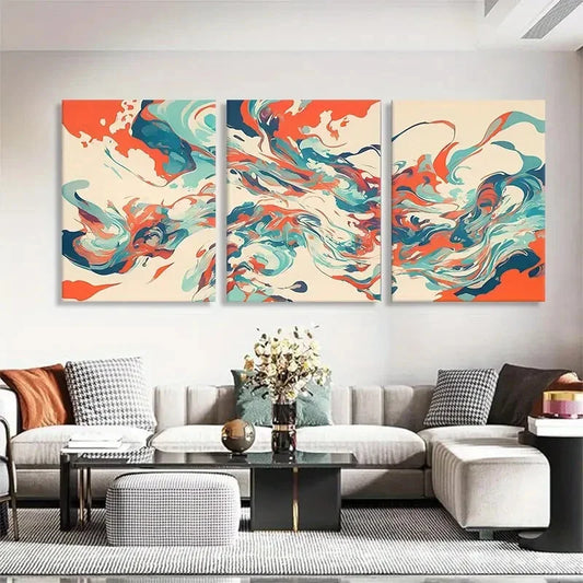 3pcs Mint Swirls Dynamic Contemporary Perfect Wall Art Set Canvas Framed 40x60cm - High Quality Print 100% Australian Made Wall Canvas Ready to Hang