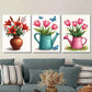 3pcs Vibrant Floral & Butterfly Red Lilies Wall Art Set Canvas Framed 40x60cm - High Quality Print 100% Australian Made Wall Canvas Ready to Hang