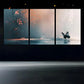 3pcs Black Butterfly Modern Red Floral Metal Print Ready to Hang Art