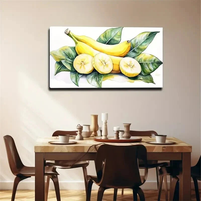 Two Whole Yellow Bananasc Wall Art Canvas Office Home Room Framed 120x60cm