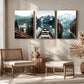3pcs Modern Scandinavian Forest Lake Metal Print Ready to Hang Art
