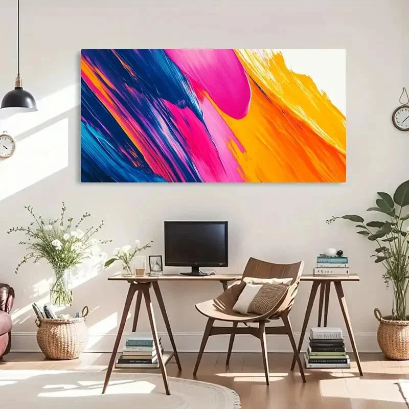 Abstract Vibrant Colors Wall Art Canvas Office Home Room Framed 120x60cm