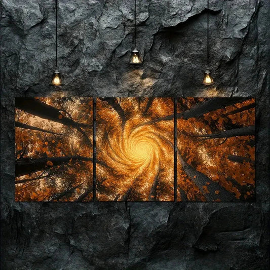 3pcs Forest Spiraling Down Elegant Perfect Wall Art Set Canvas Framed 40x60cm - High Quality Print 100% Australian Made Wall Canvas Ready to Hang