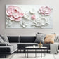 Pink & White Flowers Abstract Wall Art Canvas Office Home Room Framed 80x45cm