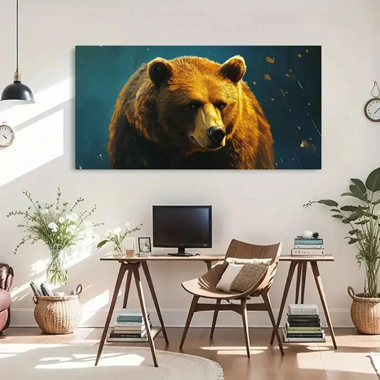 Realistic Wildlife Deco Bear Wall Art Canvas Office Home Room Framed 120x60cm