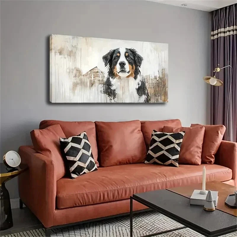 A Cute And Happy Bernese Coydog Wall Art Canvas Office Home Room Framed 80x45cm