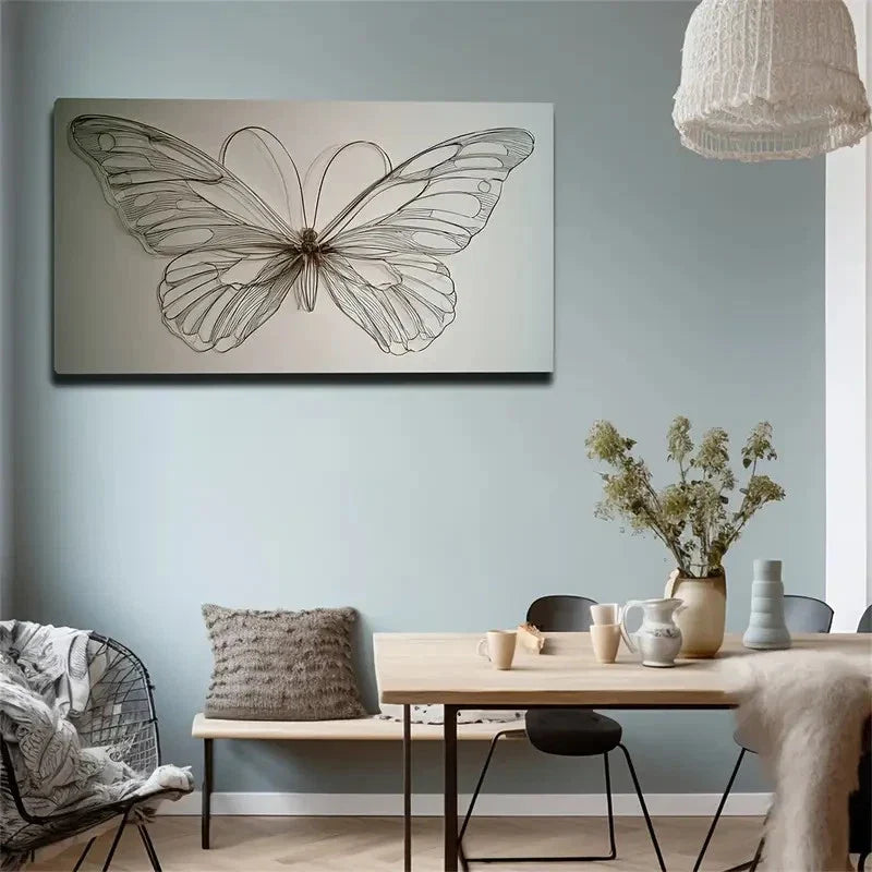 Butterfly Design Intricate Wall Art Canvas Office Home Room Framed 120x60cm