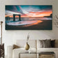 Beach Sunset Scene With Waves Wall Art Canvas Office Home Room Framed 80x45cm