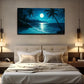 Tropical Beach Night Wall Art Canvas Office Home Room Framed 80x45cm