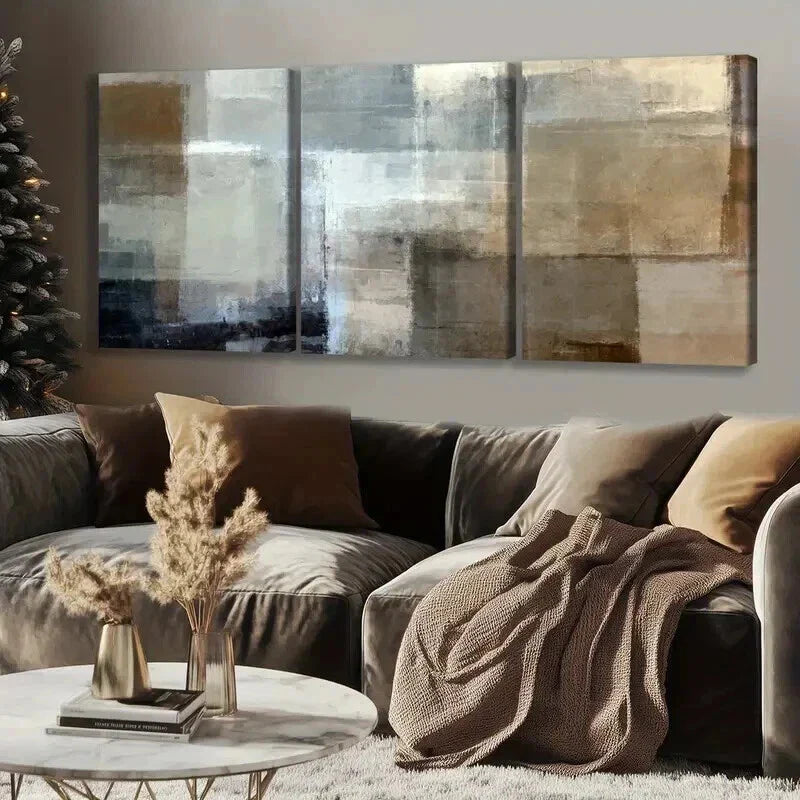 3pcs Modern Abstract Contemporary Winter Wall Art Set Canvas Framed 40x60cm - High Quality Print 100% Australian Made Wall Canvas Ready to Hang