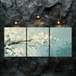 3pcs White Floral Flowers Beauty Nature Perfect Wall Art Set Canvas Framed 40x60cm - High Quality Print 100% Australian Made Wall Canvas Ready to Hang