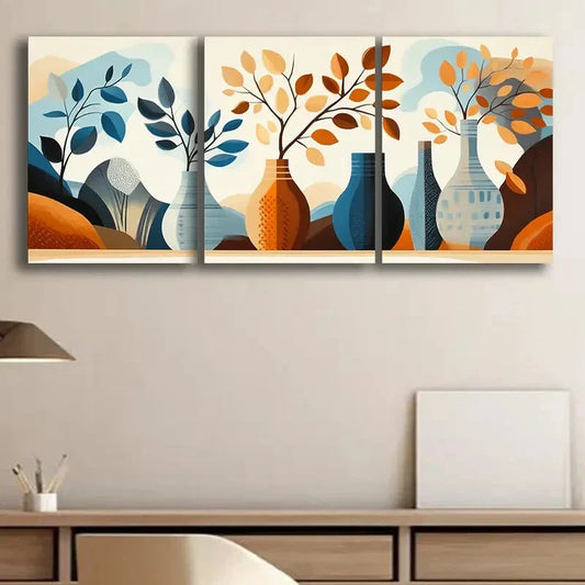 3pcs Abstract Vase Nature Colorful Perfect Wall Art Set Canvas Framed 40x60cm - High Quality Print 100% Australian Made Wall Canvas Ready to Hang