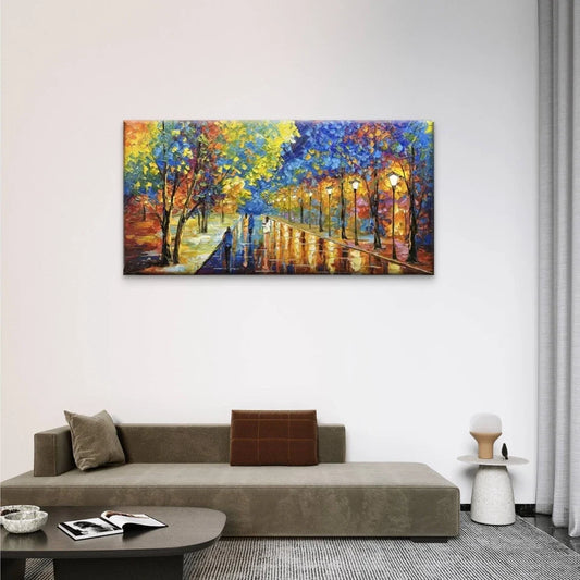 Rainy Day Colorful Street Wall Art Canvas Office Home Room Framed 120x60cm