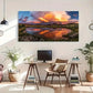 Sunset Tranquil Lake Reflection Wall Art Canvas Office Home Room Framed 120x60cm