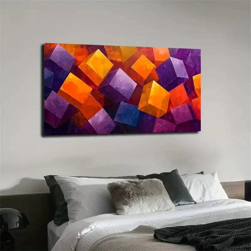 Modern Abstract Colorful Cub Wall Art Canvas Office Home Room Framed 120x60cm