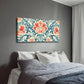Pink Flowers and Blue Leaves Wall Art Canvas Office Home Room Framed 120x60cm