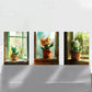 3pcs Cactus Cat Modern Colourful Metal Print Ready to Hang Art