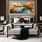 3pcs Abstract Modern Golden Blue Metal Print Ready to Hang Art