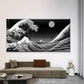 Black and White Wave Wall Art Canvas Office Home Room Framed 120x60cm