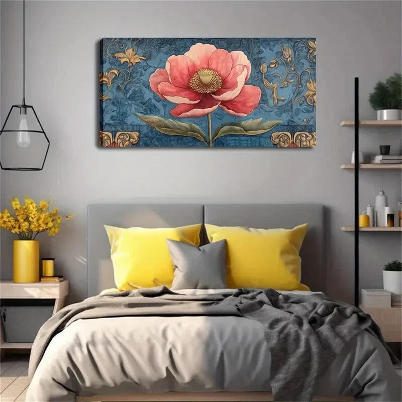 Bright Pink Flowers Exqcuisite Wall Art Canvas Office Home Room Framed 120x60cm