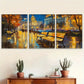 3pcs vibrant Autumn Night Cityscape Wall Art Set Canvas Framed 40x60cm - High Quality Print 100% Australian Made Wall Canvas Ready to Hang