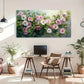 Impressionistic White Flowers Wall Art Canvas Office Home Room Framed 120x60cm