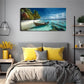 Serene Beach Scene Wooden Boat Wall Art Canvas Office Home Room Framed 120x60cm