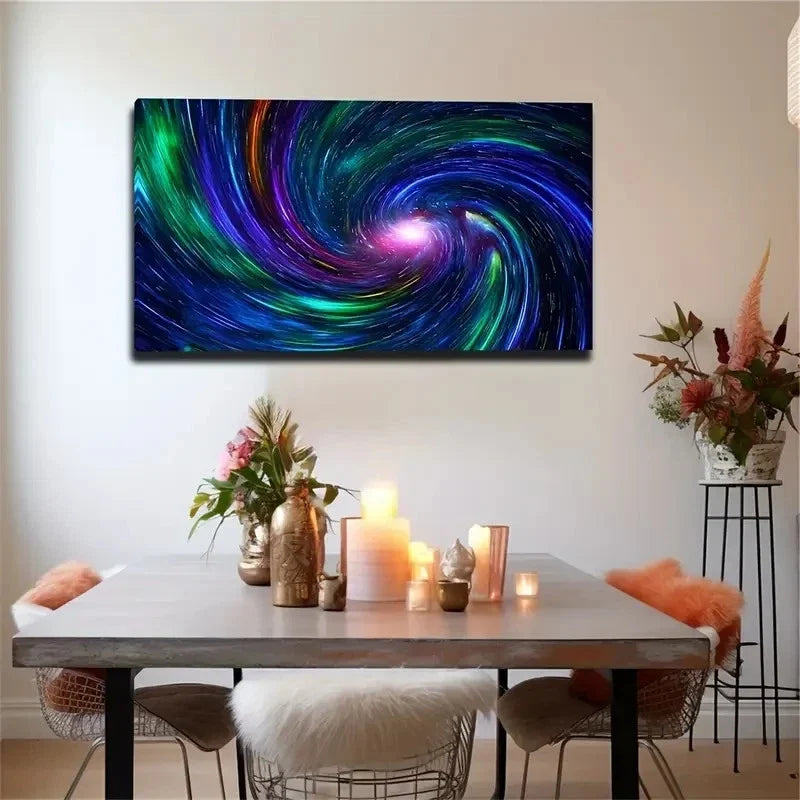 Vibrant Spray Galaxy Modern Wall Art Canvas Office Home Room Framed 120x60cm
