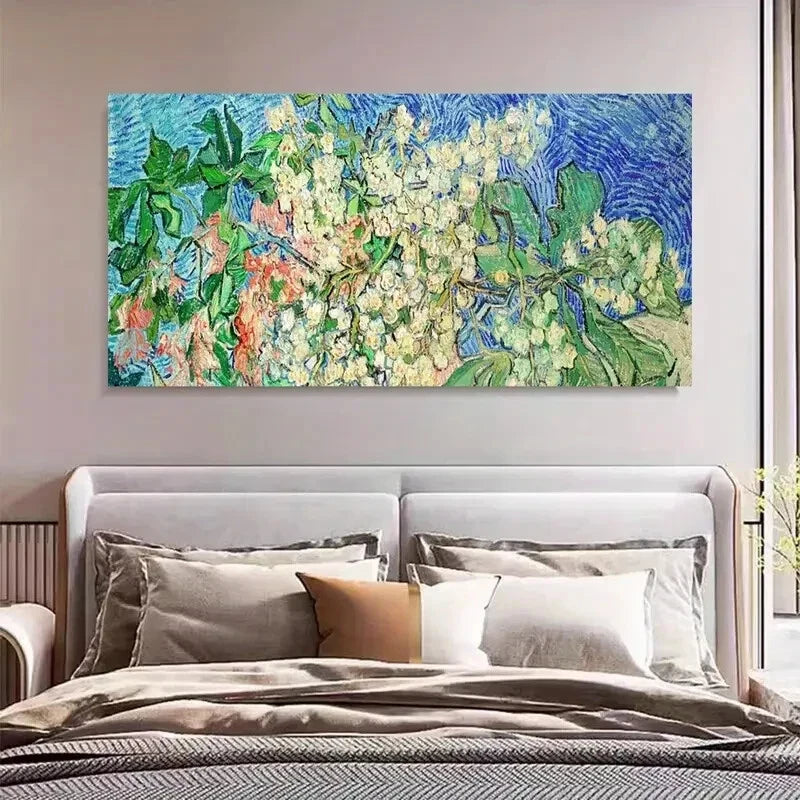 Chestnut Tree In Bloom Abstract Wall Art Canvas Office Home Room Framed 120x60cm