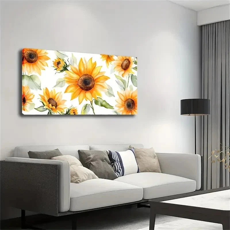 Golden And Orange Blooms Wall Art canvas office home room framed 120x60cm