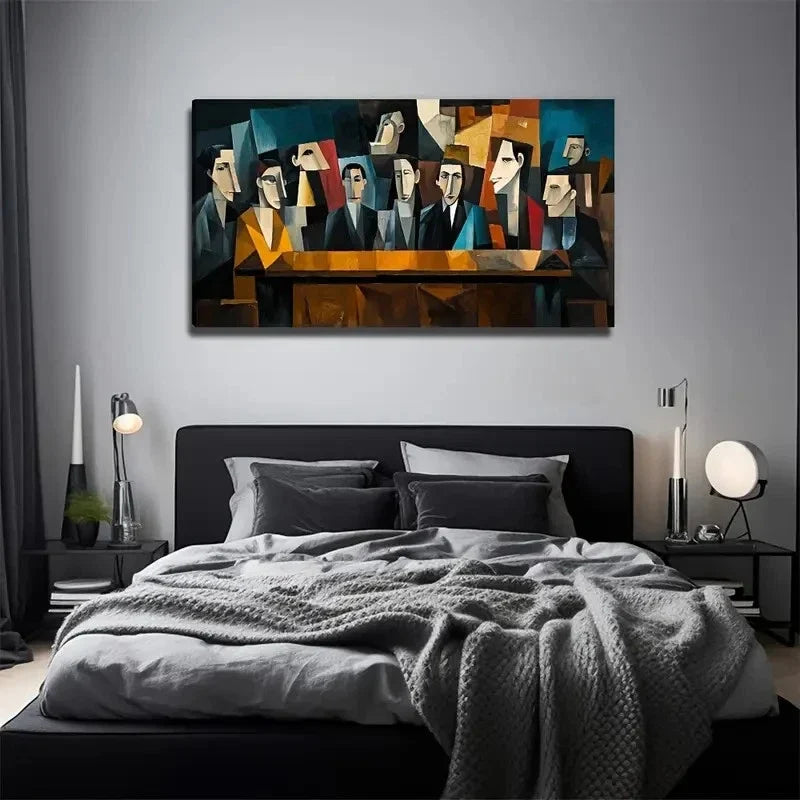 Men In A Meeting Suitable Wall Art Canvas Office Home Room Framed 80x45cm