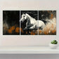 3pcs Modern Abstract Black White Horse Metal Print Ready to Hang Art