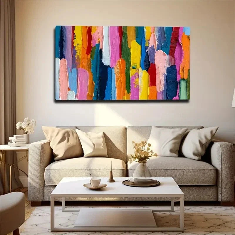 Colored Thick-Coated Blocks Wall Art Canvas Office Home Room Framed 120x60cm
