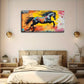 Vibrant Abstract Horse Black Wall Art Canvas Office Home Room Framed 120x60cm