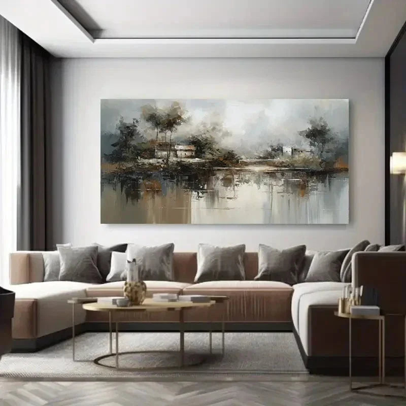 Melancholy Rain Scene Abstract Wall Art Canvas Office Home Room Framed 120x60cm