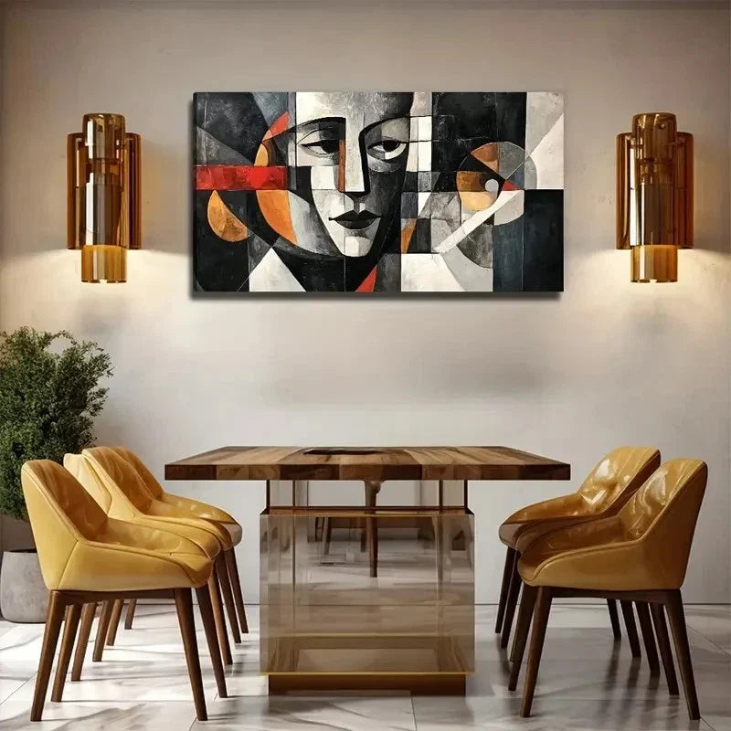 Modern Minimalist Black White Wall Art Canvas Office Home Room Framed 80x45cm