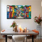 Vibrant Hillside Colorful House Wall Art Canvas Office Home Room Framed 120x60cm