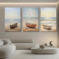 3pcs Beach Boat Flying Birds Blue Sky Metal Print Ready to Hang Art