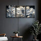 3pcs Abstract Glowing Flower Gray & White Metal Print Ready to Hang Art