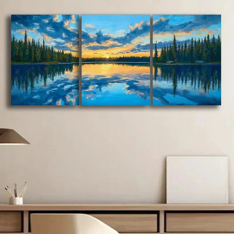 3pcs Colorful Lakes of Alaska Scenery Perfect Wall Art Set Canvas Framed 40x60cm - High Quality Print 100% Australian Made Wall Canvas Ready to Hang