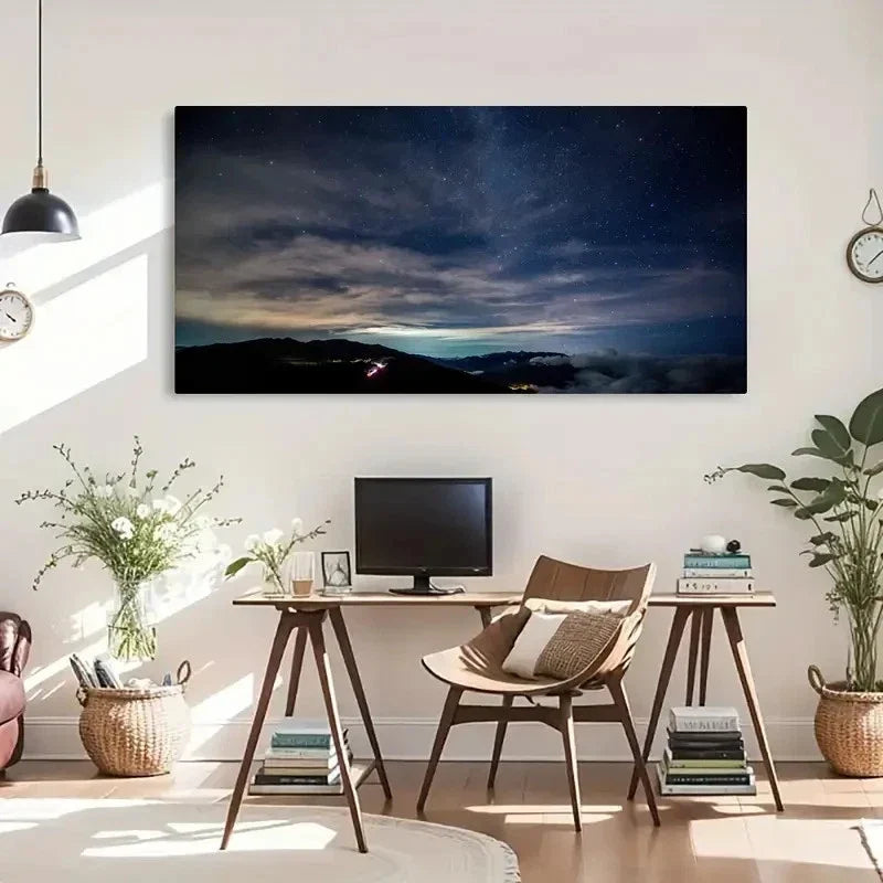 Starry Night Sky Modern Wall Art Canvas Office Home Room Framed 120x60cm