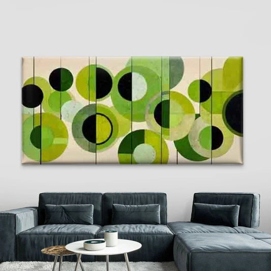 Abstract Green Circles Wall Art Canvas Office Home Room Framed 120x60cm