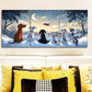 3pcs The dog looks at Santa Claus Metal Print Ready to Hang Art