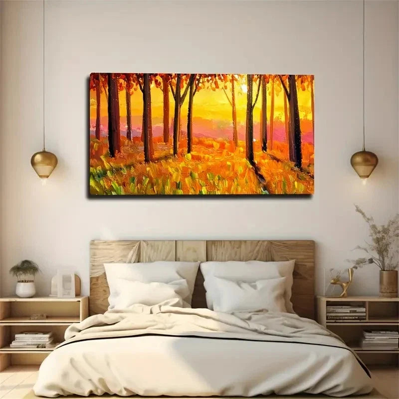 Mysterious Forest Bright Sun Wall Art Canvas Office Home Room Framed 120x60cm