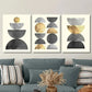 3pcs Golden & Metallic Circles, Geometric Metal Print Ready to Hang Art
