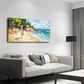Lady Blue Dress Strolling Beach Wall Art Canvas Office Home Room Framed 120x60cm