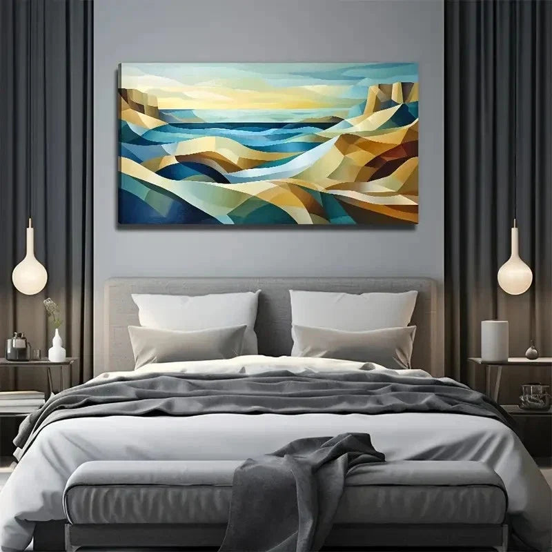 Abstract Beach Decor Wall Art Canvas Office Home Room Framed 120x60cm