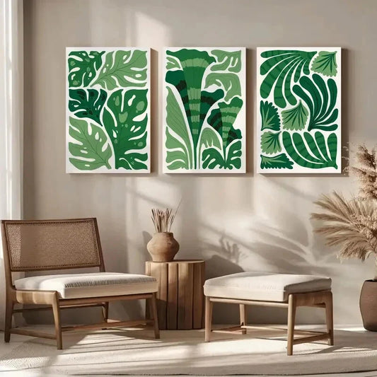 3pcs Abstract Floral Modern Trendy Matisse Metal Print Ready to Hang Art