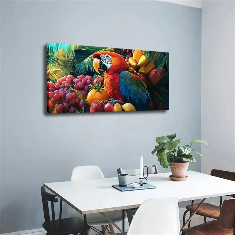The Parrot Is Surrounded Sweet Wall Art Canvas Office Home Room Framed 120x60cm